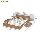 Natural Queen Size Platform Bed with Headboard, Storage Drawers, Shelves, USB Ports, and Outlets - image 10