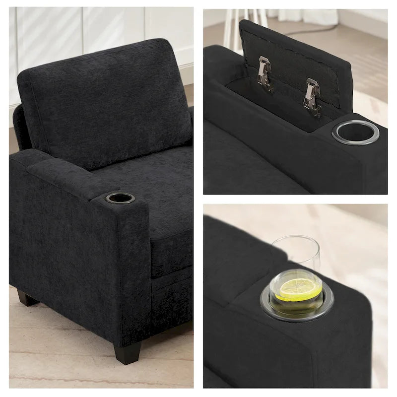 Versatile Chenille Storage Loveseat Sofa - image 16