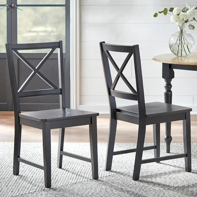 Set of 2 Solid Wood Crossback Dining Chairs by Simple Living - image 7