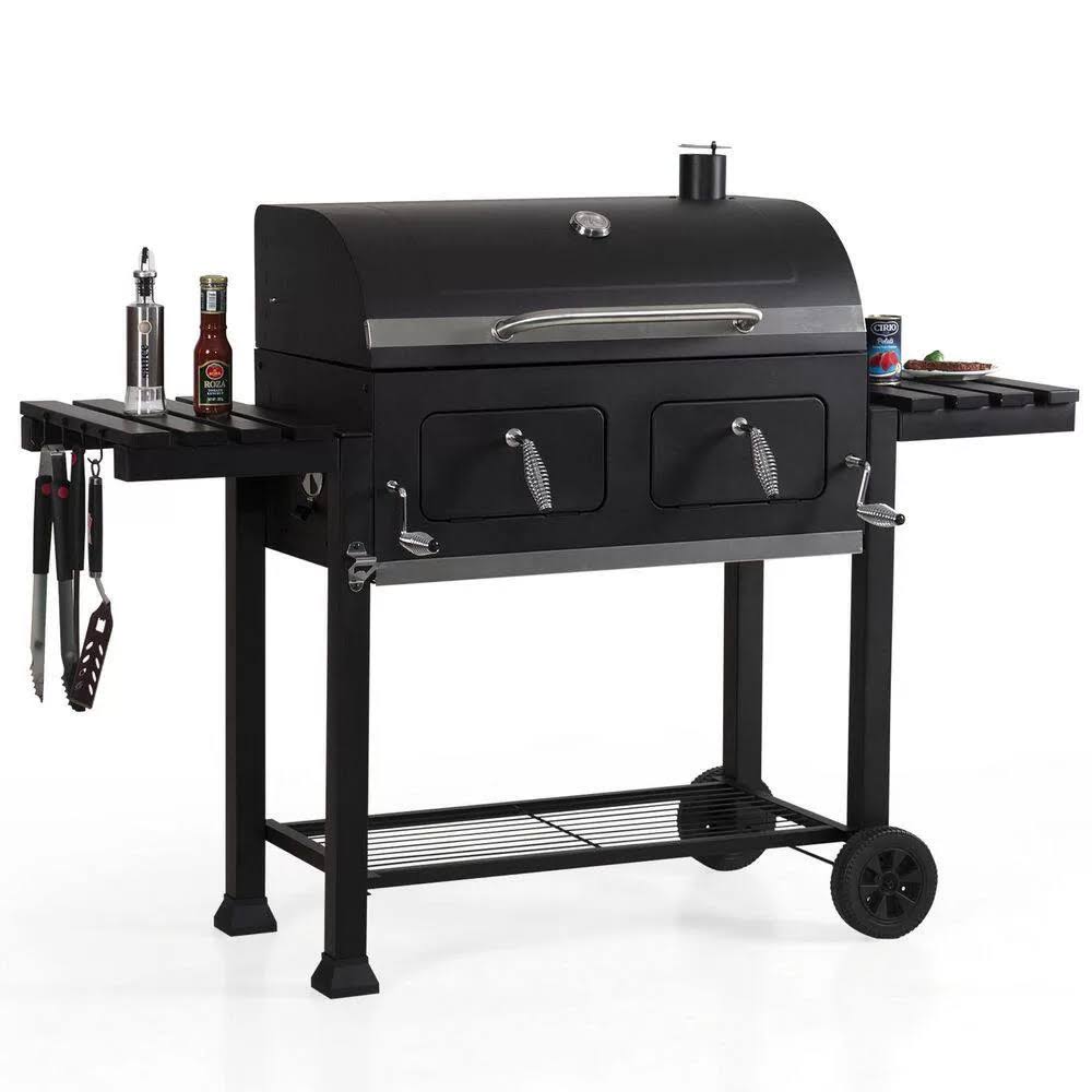 Phi Villa Heavy-Duty Outdoor Barrel Charcoal Grill in Black - image 1