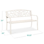 Best Choice Products Outdoor Steel Bench Garden Patio Porch Furniture W/ Floral Design Backrest - Black - image 80
