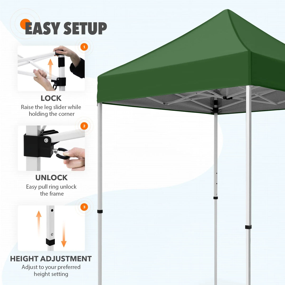 EAGLE PEAK 5x5 Pop up Canopy Tent Instant Outdoor Canopy Easy Set - up Straight Leg Folding Shelter（blue） - image 95