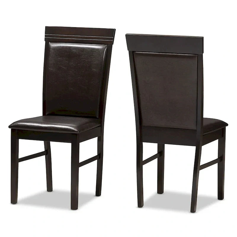 Modern Dark Brown Faux Leather Dining Chair Set by Baxton Studio - image 2
