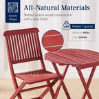 Best Choice Products 3-Piece Acacia Wood Bistro Set, Folding Patio Furniture w/ 2 Chairs, Table - Natural - image 46
