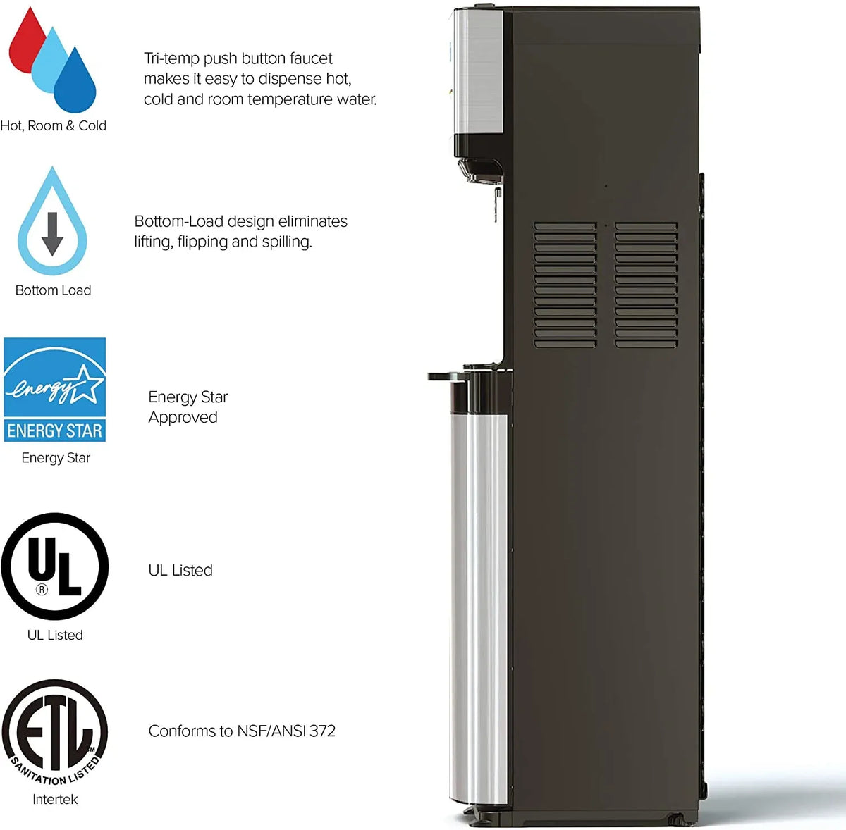 Brio Self Cleaning Bottom Loading Water Cooler Water Dispenser- 3 Temperature Settings - image 4