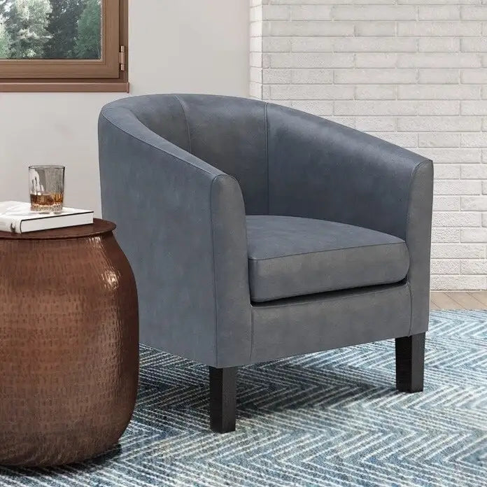 Modern Tub Accent Chair with Upholstered Seat and Wooden Legs - image 8