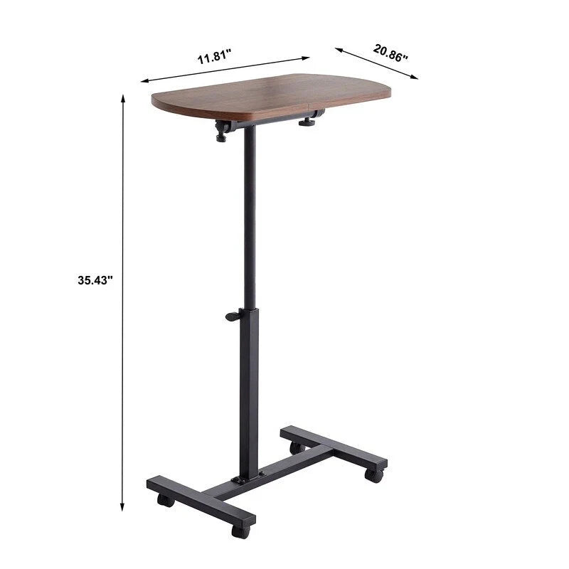 Mieres Adjustable C-Shaped End Table with Metal Frame - Mobile 360° Flip Swivel Couch Table - image 4
