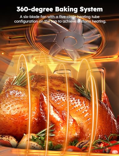 Air Fryer Oven, 15.5Qt X Large Family Size, SS Rotisserie Basket &Skewer Kit, Reversible Ultra Non Stick Grill/Griddle Plate, Powerful 1800W, Integrated Smart Thermometer,Black - image 2