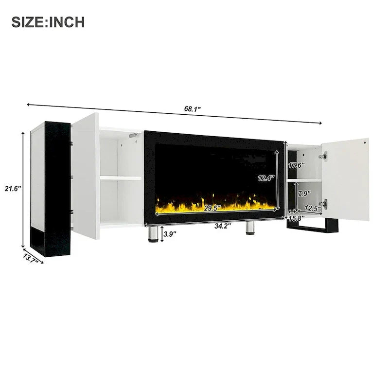 Contemporary TV Stand with Electric Fireplace - Fits TVs Up to 78 Inches - image 7
