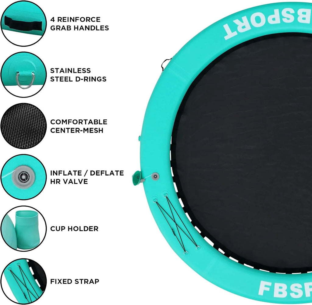 Inflatable Dock Floating Platform 8ft Inflatable Water Hammock Floating Deck for Lake W/Cupholder Round Floating Ring Float Ring Pool Float Raft Lounger Island Platform Pad - image 6