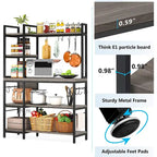 43-Inch Kitchen Bakers Rack with Microwave Stand - 5-Tier Utility Storage Shelf and 10 Hooks for Kitchen and Living Room - image 24