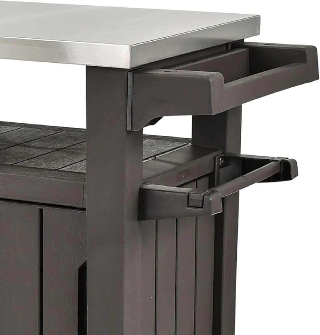 Keter Outdoor Rolling Table Cart for Food Prep, Storage, Bar & Grill, Dark Brown - image 25