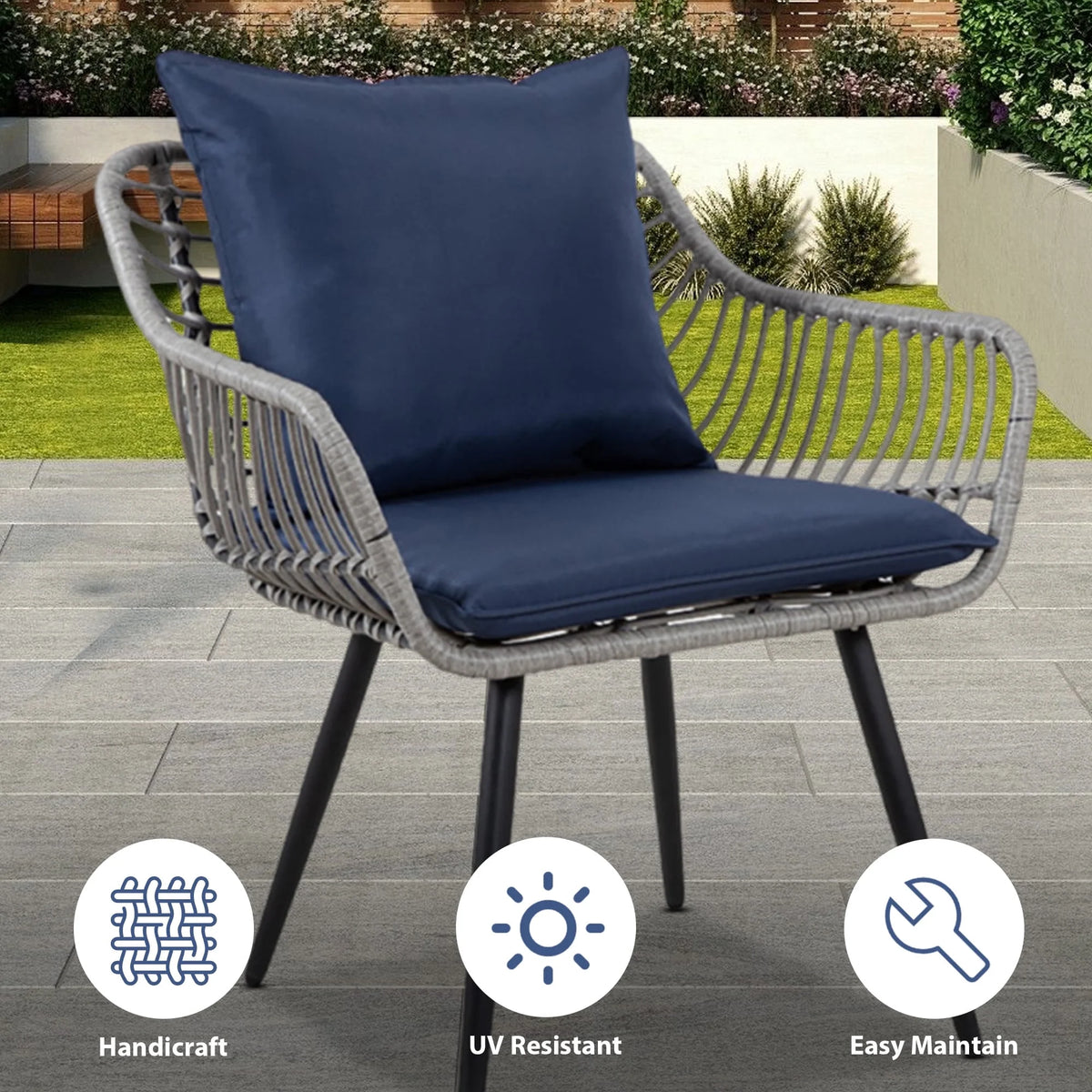 Ainfox 7 Pcs Outdoor Patio Furniture Sofa Set on Sale, Grey Rattan Grey Cushion - image 43