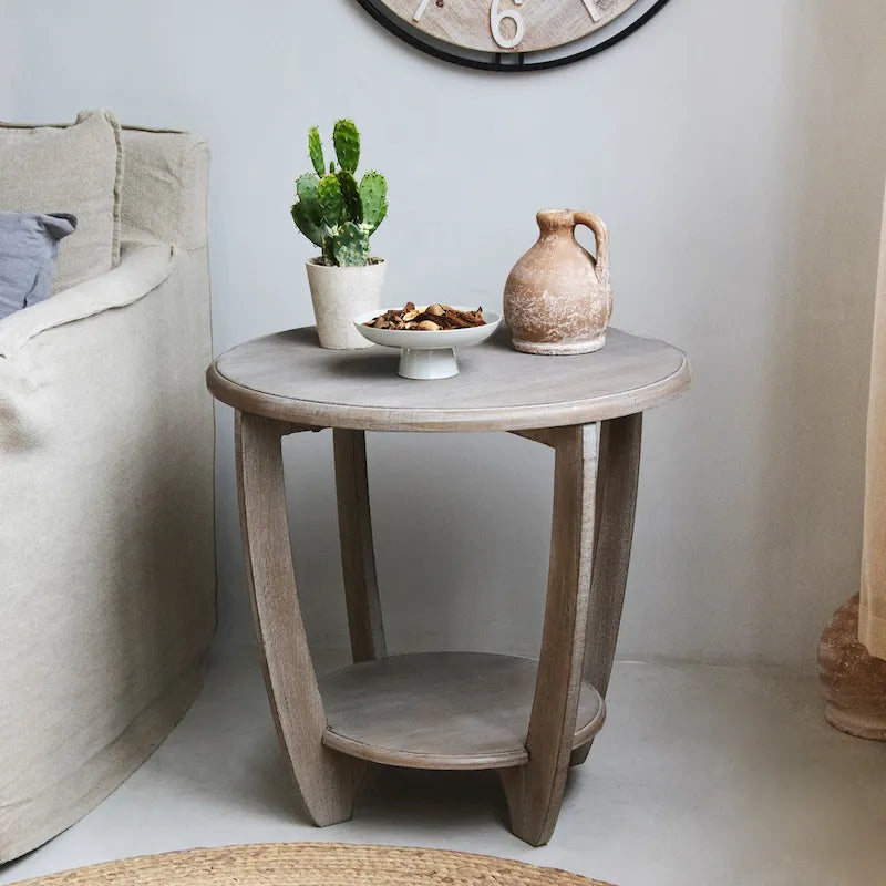 COZAYH Set of 2 Rustic Farmhouse End Tables with Storage Shelf - Vintage Grey French Country Accent Side Tables - image 2