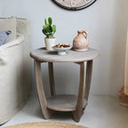 COZAYH Set of 2 Rustic Farmhouse End Tables with Storage Shelf - Vintage Grey French Country Accent Side Tables - image 2