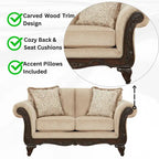 Roundhill Furniture Hernen Carved Wooden Frame Loveseat - image 8