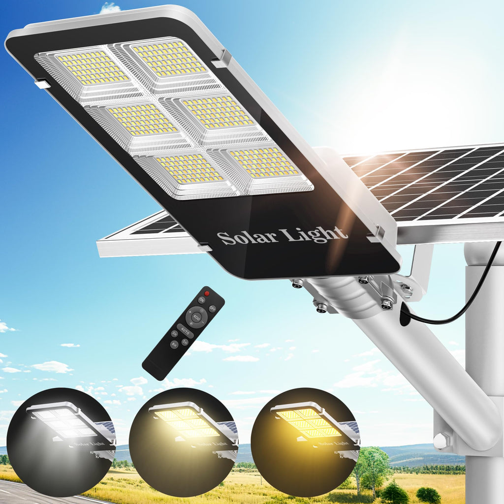 Tri-Color Solar Street Lights Outdoor - 5800W Solar Parking Lot Lights Commercial with 3 Color Temperatures, Solar Street Light Dusk to Dawn Street Lights Solar Powered for Outside Yard Garden - image 1