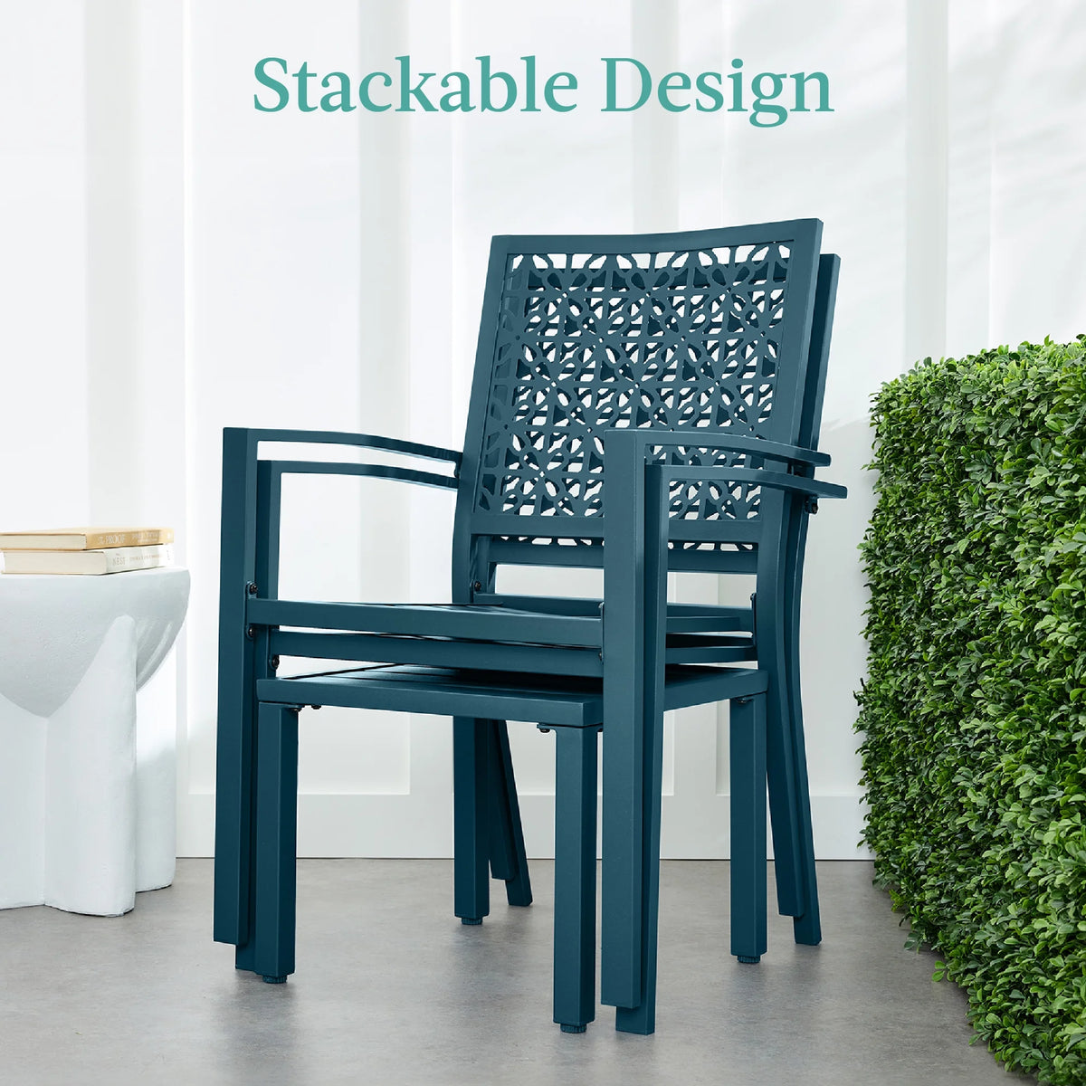 Best Choice Products 3-Piece Stackable Steel Outdoor Conversation Bistro Set, Patio Chat Furniture w/ 2 Chairs, Table- Black - image 54