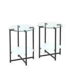 Black 2-Piece Tempered Glass End Table Set - Round Coffee Table for Bedroom, Living Room, and Office - image 11