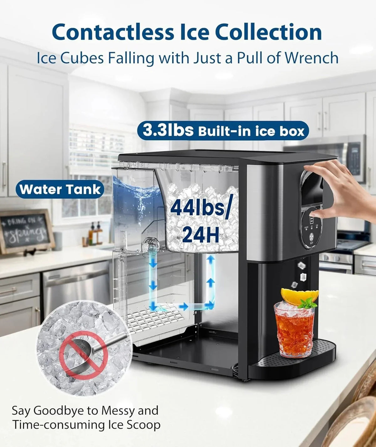 44lbs/24H Nugget Ice Maker Countertop Dispenser - image 8