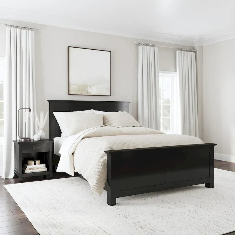 Homestyles Oak Park Black Wood Queen Bed and Nightstand Set - 2 Pieces - image 1