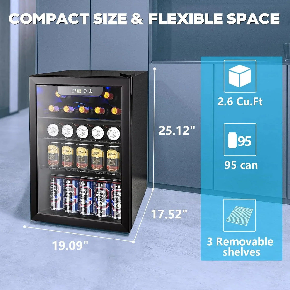 Mini Fridge 130 Can Beverage Refrigerator Cooler, 3.2 Cu.Ft Drink Fridge for Soda Wine Beer, Adjustable Temperature Control for Home Office, Black - image 14