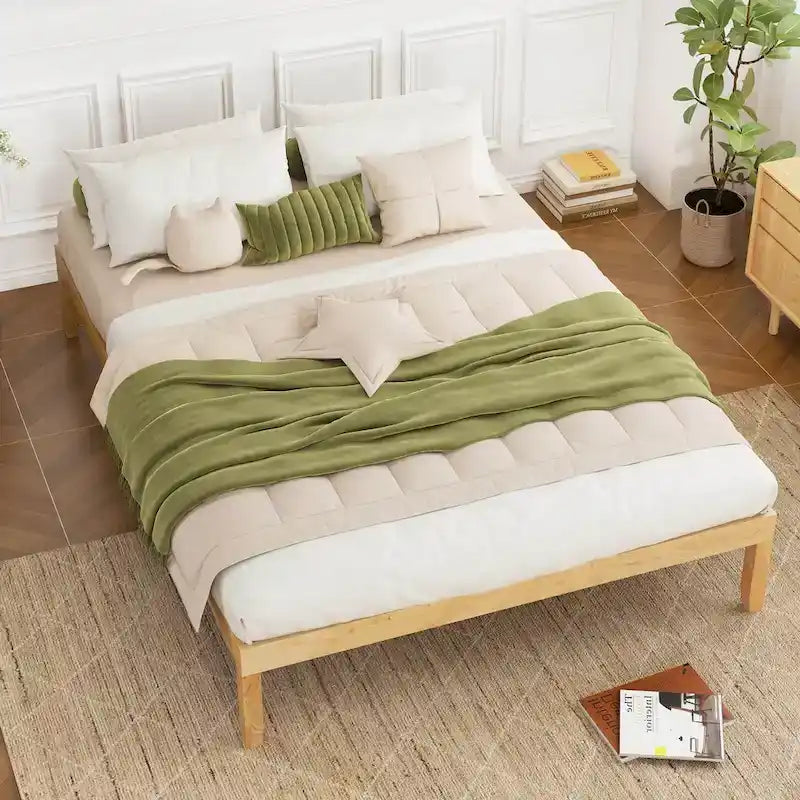 Costway 14-Inch Wooden Platform Bed Frame for Twin, Full, and Queen Sizes with Rubber Support - image 8