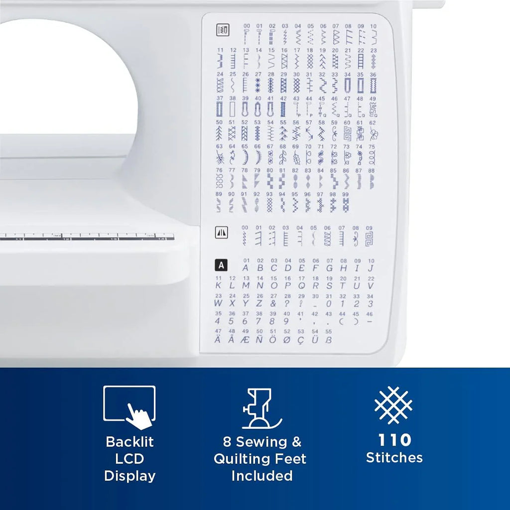 Brother Sewing and Quilting Machine, Computerized, 165 Built-in Stitches, LCD Display, Wide Table, 8 Included Presser Feet, White, 20x12x17 - image 12