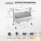 RovSun 46 Electric Rotisserie Grill 176 lbs Capacity 25w Pig Lamb Spit Roaster Rotisserie w/Lockable Wheels Wind Baffle with Adjustable Height - image 13