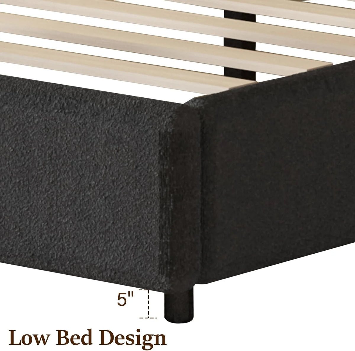 4 EVER WINNER Queen Size Bed Frame, Boucle Upholstered Bed Frame with Headboard, White Queen Bed Frame, White - image 18