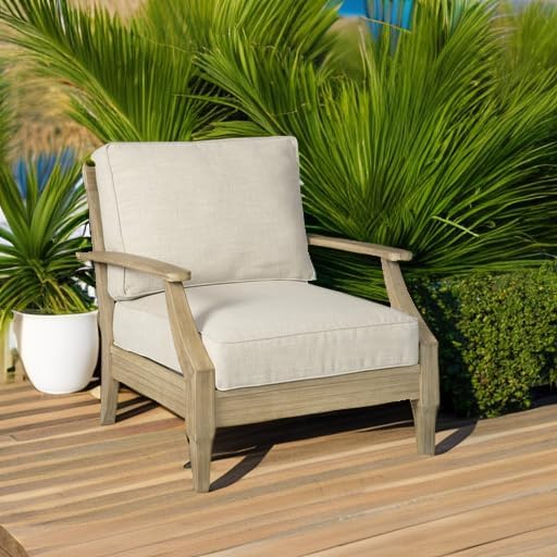 Signature Design by Ashley Clare View Coastal Outdoor Patio Eucalyptus Sofa with Cushions, Beige - image 13