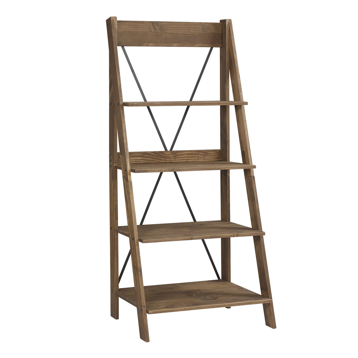 Walker Edison Solid Wood 4-Shelf Ladder Bookshelf, Brown - image 10