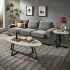 iNSPIRE Q Modern Jurmala Glossy Sintered Stone Tables with Grey Metal Base - image 1