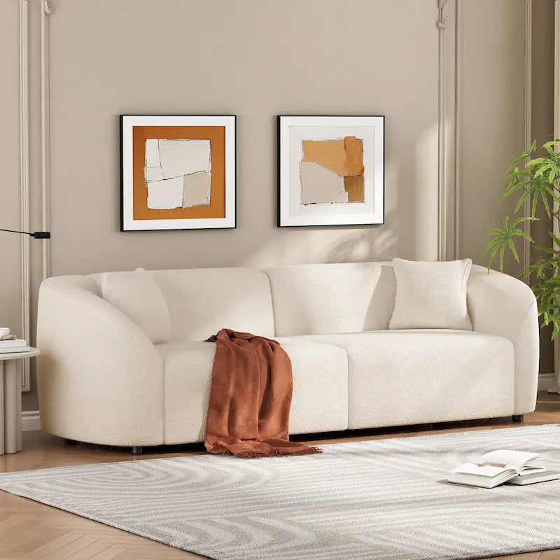87.5 Boucle Curved 3-Seater Sofa with Sculptural Ergonomics - image 6