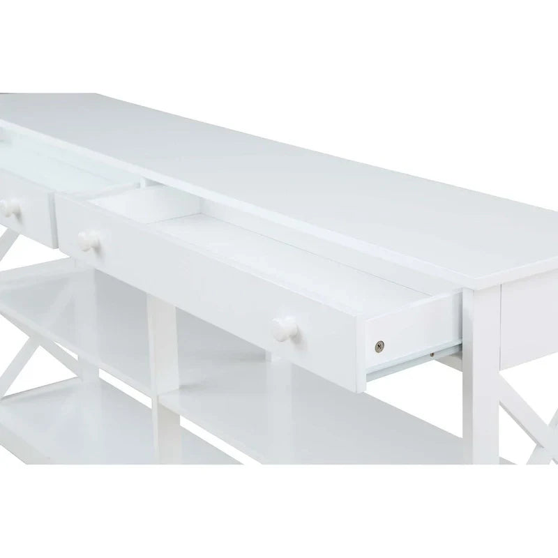Oxford 60-Inch Console Table with Shelves and 2 Drawers by Convenience Concepts - image 5