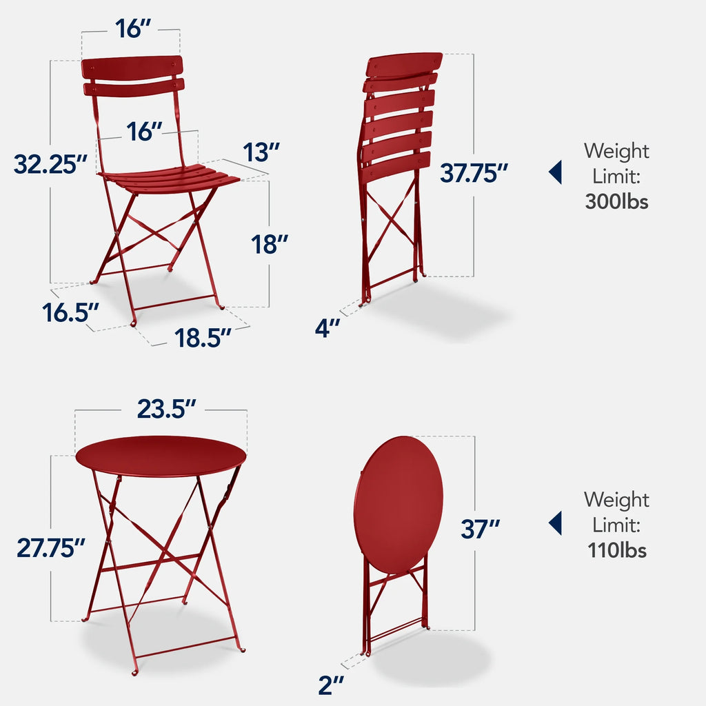 Best Choice Products 3-Piece Small Bistro Set, Folding Patio Furniture Set of 2 Chairs and Table - Black - image 62