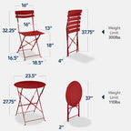Best Choice Products 3-Piece Small Bistro Set, Folding Patio Furniture Set of 2 Chairs and Table - Black - image 62
