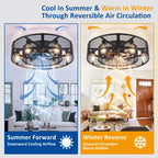 26 - Inch Farmhouse Caged Ceiling Fan with Light, Remote & APP Control Quiet DC Motor E26 Bulbs Included Black - image 6