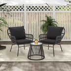 3-Piece Patio Conversation Bistro Set, Outdoor Rattan Furniture Set with Glass Table & 2 Wide Armchairs, Seat Cushions - image 13