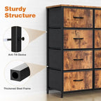 8-Drawer Tall Fabric Dresser with Wood Top and Sturdy Steel Frame - Stylish Bedroom Storage Solution - image 13