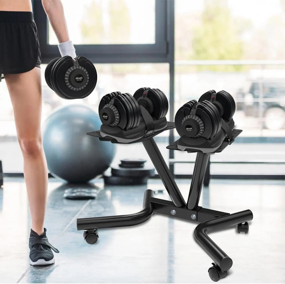 Dumbbell Stand Fitness Dial Dumbbell Rack with Adjustable Belt for Home Gym Set - image 6