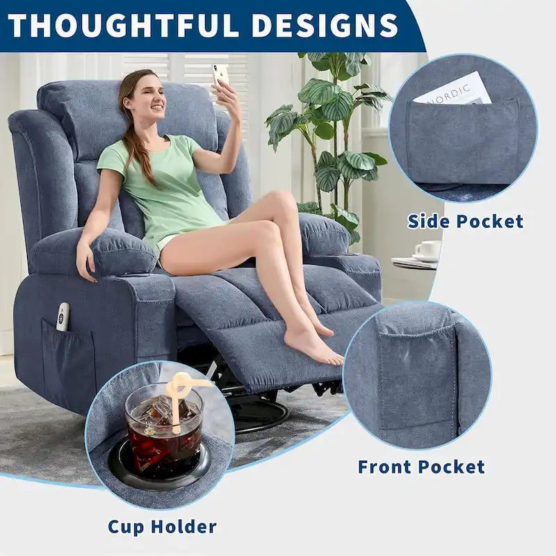 Recliner Chair, Rocking Chairs with Massage and Heat, Side Pockets and Cup Holder - image 16