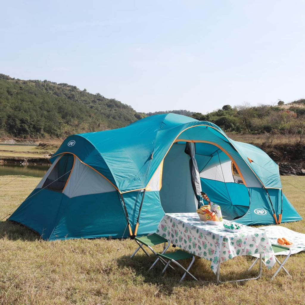 UNP Camping Tent 10-Person-Family Tents, Parties, Music Festival Tent, Big, Easy Up, 5 Large Mesh Windows, Double Layer, 2 Room, Waterproof, Weather Resistant, 18ft x 9ft x78in - image 19