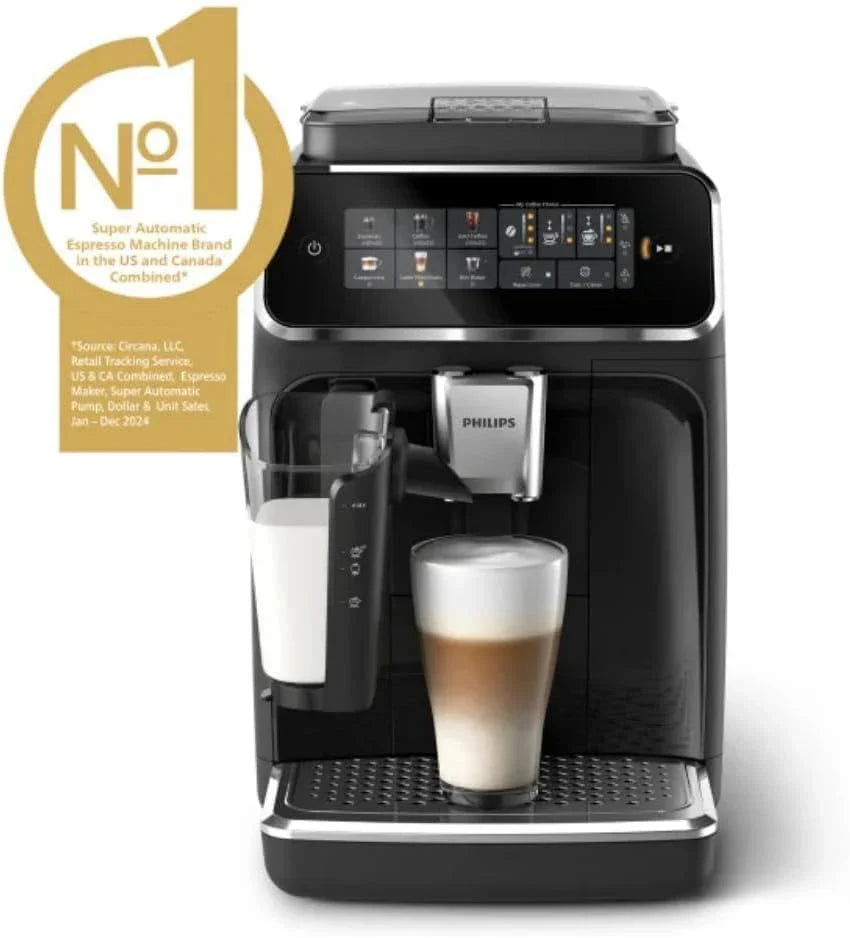 Philips Series 3300 Fully Automatic Espresso Coffee Machine - 6 Hot & Iced Drinks, LatteGo Milk System, 40% Quieter SilentBrew, Ceramic Grinder, Aquaclean Filter, Glossy Black (EP3341/50) - image 9