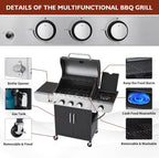 Upgraded 4 Burner BBQ Propane Gas Grill with Cast Iron Grates & Side Stove, 44,000 BTU Stainless Steel Burner Barbecue Grill for Patio, Camping, Outdoor Cooking. - image 32