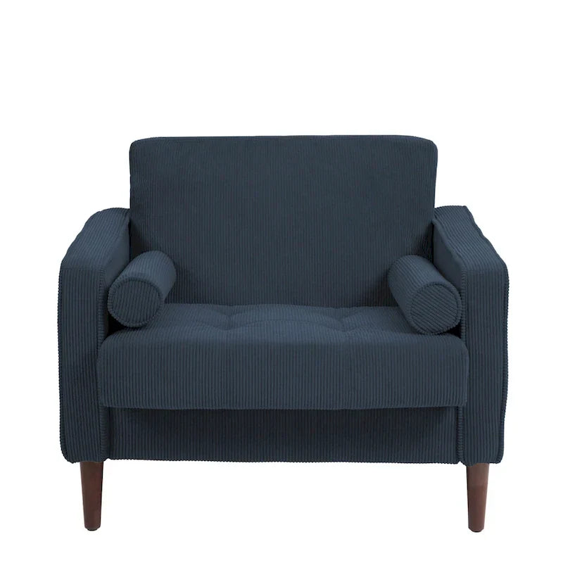 Set of 2 Modern Wide Armchairs in Corduroy - Accent Chairs - image 31