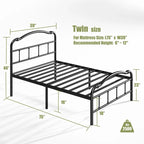Sturdy 18-Inch High Steel Tube Iron Bed with Double Wave Headboard and Footboard - image 9