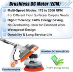 Commercial Floor Scrubber Machine with Brushes and Pads, Heavy Duty Floor Buffer Polisher and Cleaner- Deep Cleaning Tile and Grout, Hardwood Floors and Carpets without Getting on Hands and Knees - image 4