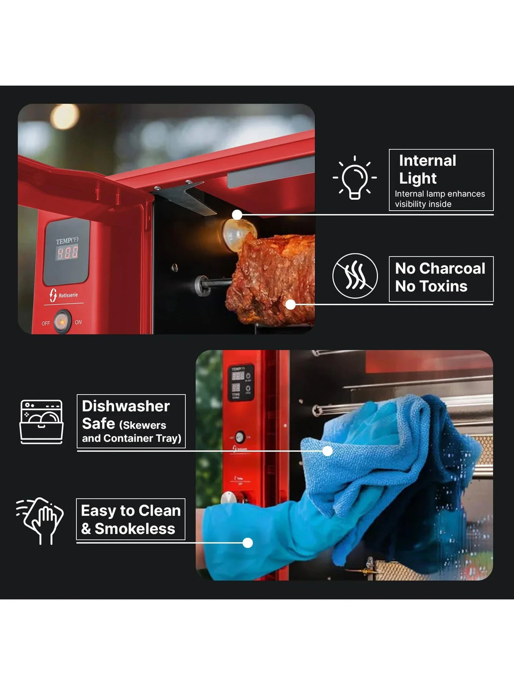 Brazilian Flame Churrasco? Gas Rotisserie Oven Grill Roaster with Auto Rotating Skewers for Rotisserie Chicken Brazilian Style BBQ and Churrasco Shawarma Machine Propane Grill - 2024 Series - image 5