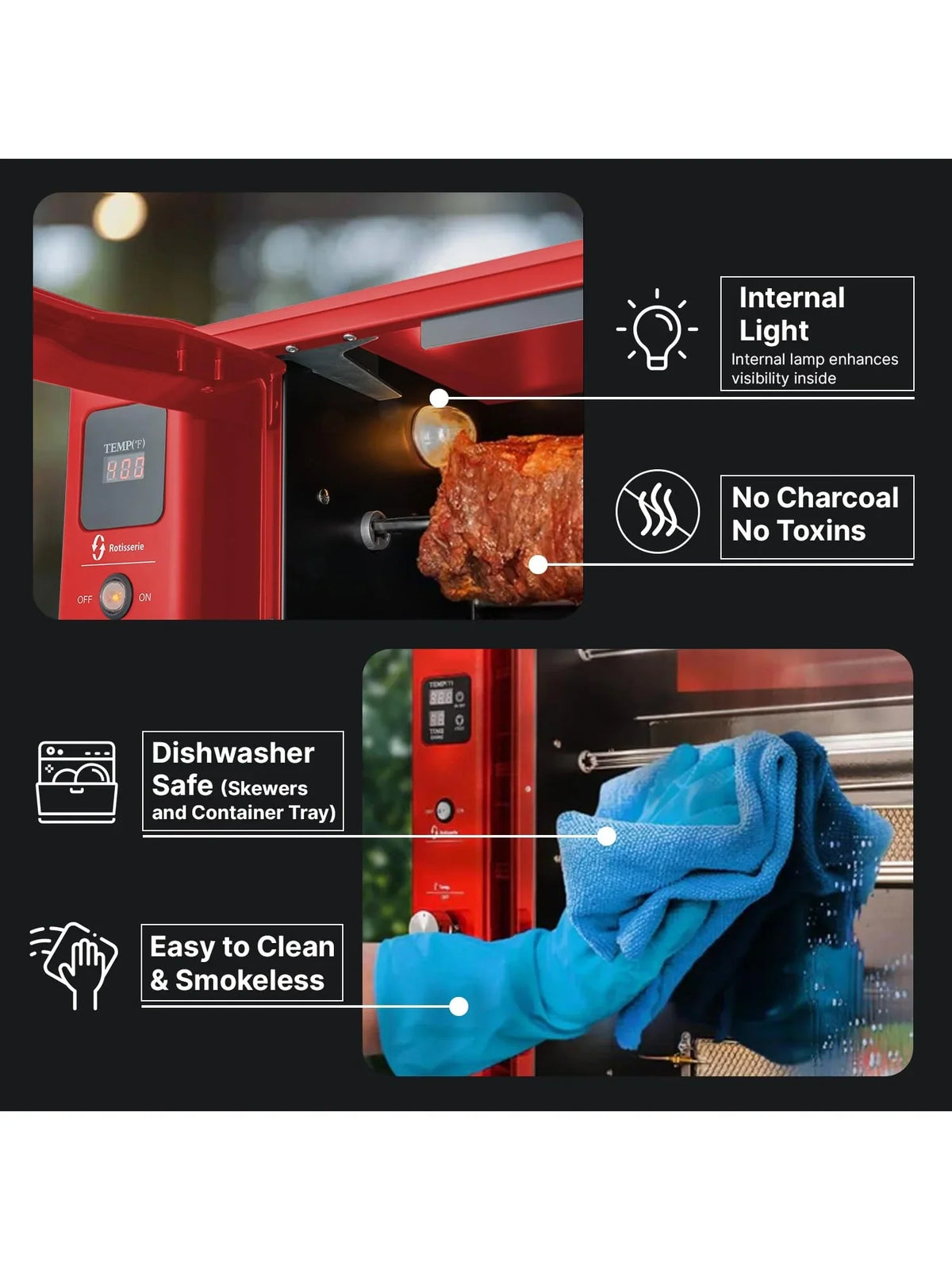 Brazilian Flame Churrasco? Gas Rotisserie Oven Grill Roaster with Auto Rotating Skewers for Rotisserie Chicken Brazilian Style BBQ and Churrasco Shawarma Machine Propane Grill - 2024 Series - image 5